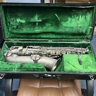 Frank Holton 1911 Silver Saxaphone Low Pitch C with Original Mouthpiece & Case