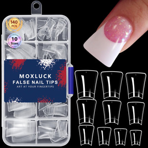 Duck Nail Tips,Clear Curved False Tips 140Pcs Large, Clear