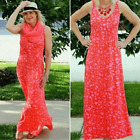 CABI- red/orange/pink Jitney Splatter maxi dress- Size Small