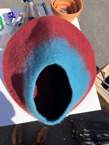 Handmade Felted Cat Cave - Designer Pet Bed - Wool Cat House - Gifts From Nepal