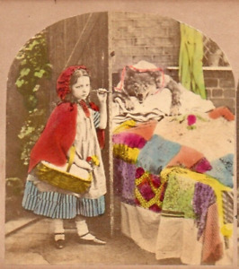 Little Red Riding Hood.  Tinted  Stereoview Photo