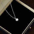Silver White Pearl Bead Pendant Chain Necklace