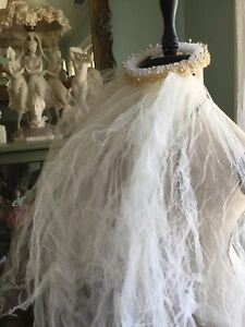 Vintage Bridal Wedding Veil Wax Flowers Net Needs Replaced Headband 17” Circum.