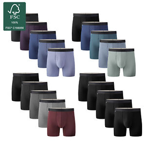 BAMBOO COOL Men's Bamboo Boxer Briefs 5 Pack Underwear Trunks Moisture-wicking