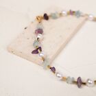 Beaded Gemstone Chips Necklace with Plastic Pearl and Extension Chain