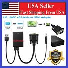 VGA To HDMI Converter 1080P HD Adapter With Audio Cable For HDTV PC Laptop TV US