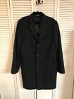 Stafford Men’s 44 Reg Black Charcoal Wool Blend Overcoat Trench Top Coat Lined