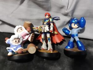 Lot of 3 - Super Smash Bros Amiibos - Ice Climbers, Roy & Mega Man Figurines