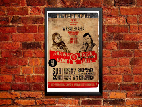 Shawn Michaels Razor Ramon Wrestlemania X Ladder Match Vintage Wrestling Poster