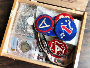 ESTATE LOT-CIGAR BOX-WW2 NAZI GERMAN COINS,Stamps, World COINS, PCGS SILVER,MORE