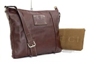 Gucci Women's Shoulder Bag Crossbody Leather Brown Used Authentic Free Shipping
