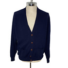 Vintage LL Bean Men's LambsWool Sweater L Blue Wool Cardigan Made In Scotland