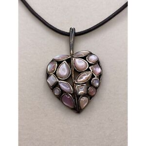 Rose quartz 925 vintage heart necklace