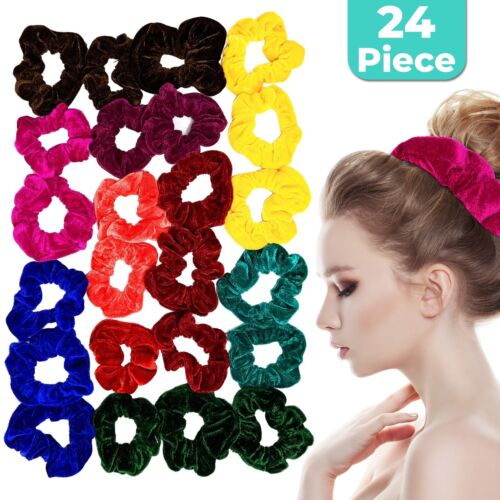 24 Pieces Assorted Hair Bands - Cute and Soft Scrunchies - No crease hair ties