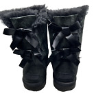Ugg Bailey Bow II Boots Size 9 Sheepskin Black Ribbon Lace Up 9