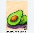Original ACEO - Avocado - miniature oil pastel painting