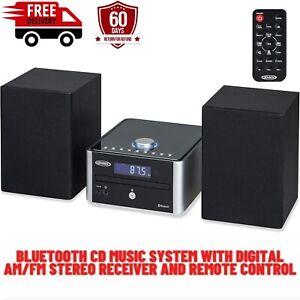 Bookshelf Stereo System Bluetooth Cd Player FM AM Radio Compact Home Audio Black
