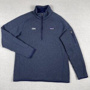 Patagonia Womens Better Sweater XL Blue Ladies 1/4 Zip Fleece Pullover IBM Logo