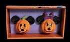 Disney Mickey Mouse And Minnie Mouse Halloween Pumpkin Salt & Pepper Shakers NEW