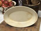 Vtg Distressed Stained Patina Chunky White Ironstone 8.5” Oval Platter