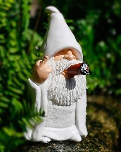 Funny Garden Gnome Statue,5.9In Naughty Mini Smoking Middle Finger Gnomes Stand