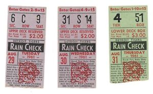 New ListingLot of 3 • 1961 Chicago White Sox vs Detroit Tigers at Detroit Ticket Stubs