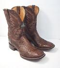 CODY JAMES MEN'S 10.5 D SNAKESKIN CHOCOLATE WESTERN COWBOY BOOTS WIDE SQUARE TOE