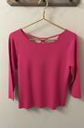 Talbots pink sweater 3/4 length sleeve with crisscross back, size M