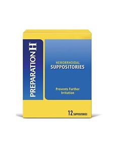 Preparation H Hemorrhoid Symptom Treatment Suppositories Relief 12 Count Pack