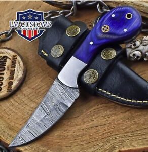Hot Item Skinner Knife Twist Damascus Hard Wood Steel Guard Fishing#1259