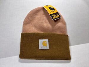 Carhartt Pink/Brown Beanie Knit Cuffed TWO-TONE(One Size Fits All)RARE Toboggan