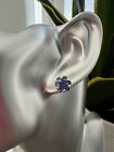 Blue/purple LUSTER, Tanzanite Cluster Stud Earrings in 925 Sterling Silver