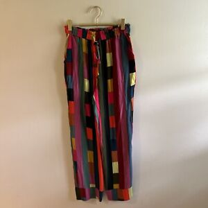Anthropologie Farm Rio High Rise Rainbow Color Block Cropped Joggers Pants XS