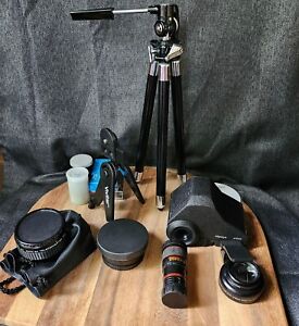 Lot Of Camera Accessories Vintage, Tripods, Mayima, Rexina, Mobile Lens
