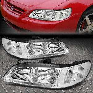 FOR 98-02 HONDA ACCORD CHROME HOUSING CLEAR CORNER HEADLIGHT REPLACEMENT LAMPS (For: 2000 Honda Accord EX 2.3L)