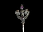 Celtic Sterling Silver Amethyst Sword Pin Brooch