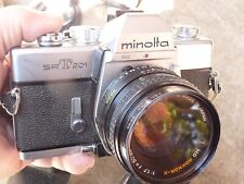 Minolta SRT-201 SLR Film Camera + 3 Lenses, Strap, Case, Remote, Battery, Manual