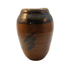 New ListingVintage 1974 Rustic Signed Studio Pottery Earth Tones Ovoid Art Vase Glazed