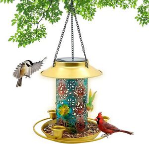 Solar Bird Feeder for Outdoors Hanging Hummingbird Feeders Wild Bird Feeder