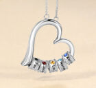 Personalized Family Heart Name Pendant Necklace Birthstone Engraved Mother Gift
