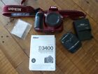 Nikon D3400 24.2MP Digital SLR Camera - Red (Kit w/ AF-P DX 18-55mm Lens) - Nice