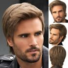 Brown Blond Short Hairstyles Men's Natural Straight Human Hair Wig 6 Inch