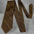 Vintage Tie Cutter Cravat Men's Silk Brown Yellow Stripe