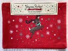Set Of 4 Johanna Parker Christmas Reindeer Stars Red Placemats Holiday 13x19 NEW