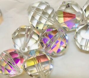 Vintage Swarovski® Crystal Geometric Beads #346 - 14mm - Crystal AB - 12 Pieces