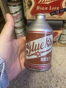 Glueks Crowntainer Beer Can Cone Top Can Gluek Brewing Co Minneapolis Mn 4 %