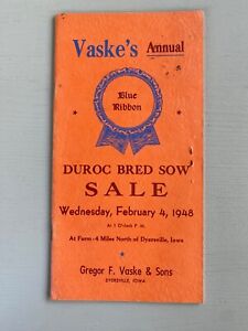 Vintage Duroc Bred Sow Hogs Pigs Sale Catalog Book Dyersville Iowa 1948 Farm Ag
