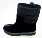 LANDS END Black Suede Pull On Winter Snow Commuter Boots 406465 Women's Sz 8.5