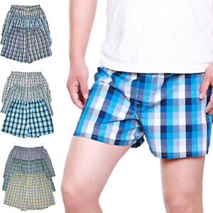 3-12 Pack Mens Boxer Briefs Shorts Underwear Trunk Check Plaid Cotton Size M-2XL
