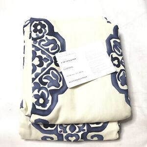 NEW Pottery Barn 2-in-1 Pole Top Cotton Curtain Panel 50 x 96 Medallion Blue New